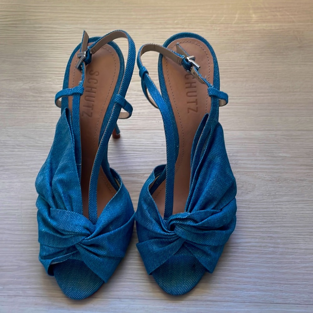 Schutz women’s denim high heels.